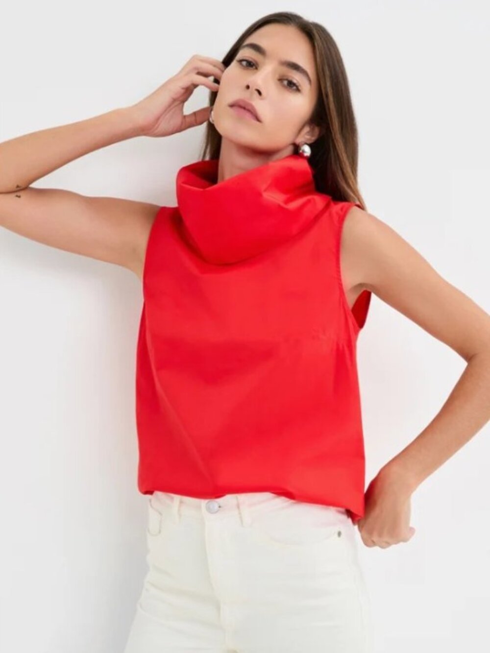 Marcella NYC MARCY SLEEVELESS RED TOP, XS
